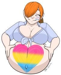 breasts happy pregnant pride pride_colors pride_flag red_hair spaceseacow super_belly transgender_pride_colors