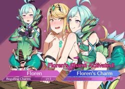 1boy 1girls blue_hair breasts clothed clothed_female clothed_male clothed_sex core_crystal english_text female femboy femboy_on_female femboydom floren_(xenoblade) gameplay_mechanics gozaru happy happy_sex heart horny horny_male huge_breasts hung_femboy inviting inviting_to_sex light-skinned_femboy male mature_female milf mommy mythra netorare ntr otoko_no_ko purple_eyes straight_sex text translated xenoblade_(series) xenoblade_chronicles_2 younger_dom_older_sub younger_male younger_penetrating_older