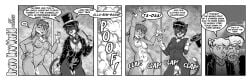 anthro audience brave_new_world_(style_wager) buckteeth clothing collar collar_only comic cuffs_(clothing) dark_body dark_fur dialogue dipstick_ears domestic_cat ear_markings english_text felid feline felis female flopsy_(style_wager) fur genitals greyscale group hair hat headgear headwear holding_wand human lagomorph leotard leporid looking_at_viewer magic_trick magic_wand male mammal monochrome multicolored_ears murid murine nipples nude pole pussy rabbit raised_arms rat rodent scut_tail short_hair short_tail speech_bubble strip_club stripper_pole style_wager tail teeth text top_hat tuxedo_cat tuxedo_underwear