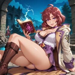 ai_generated brown_hair nail_polish oc painted_nails purple_eyes purple_nails self_upload short_hair tagme