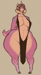 anthro bottom_heavy horns iguana multicolored_hair scalie thecoatl034 thick_thighs