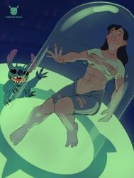 4_arms 4_fingers abs alien alien_humanoid antennae_(anatomy) ass blue_body blue_fur bottomwear breasts claws clothed clothing container digital_media_(artwork) disney duo experiment_(lilo_and_stitch) feet female feral fingers fur glass glass_container hair hi_res human human_focus humanoid kostictoxic lilo_and_stitch male male/female mammal multi_arm multi_limb muscular muscular_female nani_pelekai nipples not_furry not_furry_focus notched_ear open_mouth prisoner pubes public shirt shorts simple_background smile solo_focus spacecraft stitch_(lilo_and_stitch) tan_body teeth topwear torn_bottomwear torn_clothing torn_shirt torn_shorts torn_topwear transformation vehicle