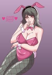 age_matters big_breasts black_hair blush blush blush_lines breast breasts brown_eyes bunny_costume bunny_ears bunny_girl bunny_tail bunnysuit cindy_toons enjelicious fishnet_stockings hand_on_face legs long_hair makeup pink_bunny_ears pink_bunnysuit pink_lips pink_lipstick red_stockings rose_choi rose_choi_(age_matters) stockings thighs thinking thinking_pose webtoon webtoon_waifu