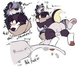 2024 anthro australian_shepherd blush bodily_fluids breath bulge bulge_frottage canid canine canis clothed clothing cum cum_in_clothing cum_in_underwear cum_through_clothing cum_through_underwear dialogue domestic_dog dry_humping duo english_text fallflys finn_(flowfell) genital_fluids grinding headlock herding_dog hi_res hug hybrid looking_pleasured lying lying_on_another male male/male mammal on_back on_front orgasm pastoral_dog sheepdog signature simultaneous_orgasms spread_legs spreading stu_(fallflys) text tongue tongue_out topless underwear underwear_only wet wet_clothing wet_underwear wrestling