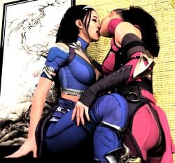 2girls 3d black_hair closed_eyes crown dark_hair female female_only fit_female french_kiss fully_clothed hand_on_thigh head_tilt implied_incest incest kissing kissing kitana licking licking_lips light-skinned_female mileena mortal_kombat mortal_kombat_1_(2023) netherrealm_studios older_sister_younger_sister open_mouth painting princess rayalterego23 royalty sister_and_sister sisters sitting tongue tongue_kiss tongue_out tongue_to_tongue twincest twins yuri