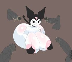 anthro areola ass balls big_balls big_breasts big_butt bikini bikini_top blush blush_stickers bodily_fluids breasts choker clothing cum demon female fool's_hat genital_fluids genitals glory_hole grey_body grey_penis group hat headgear headwear hi_res huge_breasts huge_butt human jewelry kuromi lagomorph leaking_cum leporid male mammal necklace onegai_my_melody penis pubes rabbit sanrio savagensfw smegma spade_tail swimwear tail thick_thighs two-piece_swimsuit vein veiny_penis wide_hips