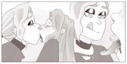 bathroom bent_over bent_over_counter blood_in_mouth brother brothers choker comic curly_hair dee_(metal_family) eyeshadow freckles greyscale heavy_(metal_family) incest kissing long_hair makeup male male_on_male male_only messy_hair metal_family mosscellar pantless pantsless piercing piercings ponytail straight_hair text text_bubble tongue tongue_grab tongue_out tongue_pull young