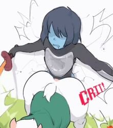 2boys 2d 2d_animation 2d_artwork against_wall anal anal_insertion anal_sex animated animated_gif anthro anthro_on_human anus blue_body blue_hair bottom_heavy bottom_heavy_femboy bottomless bottomless_male bubble_butt deltarune enormous_ass fat_ass femboy furry furry_male gif gigantic_ass huge_ass huge_butt konni kris_(deltarune) large_ass large_penis legs_apart light-skinned_male naked naked_male ralsei slamming sword thick_ass thick_legs thick_thighs