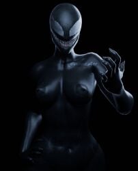 1girls 3d breasts female marvel monster_girl nipples sharp_teeth she-venom solo spider-man_(series) symbiote vibinz_art