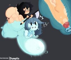 1boy 1girls 2025 animated balls black_hair dumplis_(artist) fat female ghost ghost_girl gray_background light-skinned_female light_skin pale-skinned_male pale_skin penis_in_ass penis_in_pussy scary scary_face scythe shirt spooky's_house_of_jump_scares spooky_(shojs)