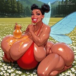 1girls afro_puffs ai_generated bee_wings big_lips bikini bikini_bottom bikini_top bimbo bimbo_body bimbo_lips bimbofication bimbofied black_hair black_hair_female breasts breasts_bigger_than_head breasts_bigger_than_torso brown_eyes brown_eyes_female bumblebee_(dc) cartoon_network civitai curvy curvy_body curvy_female curvy_figure dark-skinned_female dark_skin dark_skinned_female dc dc_comics deviantart double_bun female female female_focus female_only finger_to_mouth flower_field food_on_body food_on_hand gigantic_breasts grin grinning_at_viewer holding holding_object holding_pot honey_(food) honey_on_body honey_pot honeypot huge_ass huge_butt huge_thighs insect_wings looking_at_viewer mantis_man outdoors red_lips red_lipstick self_upload short_hair short_hair_female signature sitting sitting_down skindentation solo solo_female solo_focus spread_legs stable_diffusion superheroine teen_titans thick_ass thick_butt thick_hips thick_legs thick_lips thick_thighs voluptuous voluptuous_female wariza watermark wide_hips
