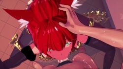 3d :>= animated cum_in_mouth cum_in_penis dante_kisaragi dominant_female grabbing_head heterochromia male_pov nervous_male netsuki red_hair robotic_arm saliva saliva_on_penis sucking_penis tagme video virtual_youtuber vtuber