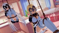 2girls 3d bondage bound clothed_bondage fate/grand_order fate_(series) female females_only jeanne_d'arc_(fate) jeanne_d'arc_alter_(fate) koikatsu maid suspension_bondage thighhighs tia_polo white_thighhighs