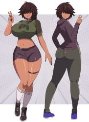 abyss162 abysswatchers big_breasts breasts bubble_butt curvy_figure female leggings oc twins