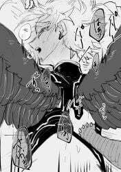 black_and_white boku_no_hero_academia dabi from_behind gay hawks_(my_hero_academia) keigo_takami male my_hero_academia touya_todoroki wings yaoi