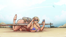 a-10 a-10_thunderbolt a-10_warthog ass aviator_sunglasses balls big_breasts bikini blonde_hair bottomless breasts cleavage dickgirl erect_nipples erection eyewear futa_only futanari hair huge_balls huge_breasts huge_cock intersex living_aircraft living_machine lying machine nipples on_front penis penis_tattoo personification pose short_hair smile sparrow_(artist) sunglasses swimsuit tattoo tinted_eyewear