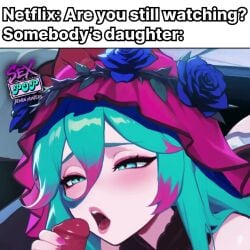 alternate_costume animated anime anime_style blowjob blowjob_face blowjob_pov blowjob_under_table blue_eyes blue_hair cock demon_boy demon_humanoid dick female_focus female_penetrated hand_on_head_blowjob holding_head holding_penis long_hair makeup male/female male_penetrating_female male_pov meme narrowed_eyes nude_male open_mouth oral oral_penetration oral_sex original original_character original_characters pale-skinned_female pale_skin penis pov pov_male sex sex-pop_demon_hunters sucking sucking_penis tagme text video video_game_character video_games