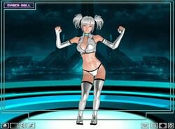 1girls 3d animated ass bare_shoulders blue_eyes blush bouncing_breasts breasts dancing erect_nipples female full_body gloves grey_hair heels high_heels large_breasts latex_gloves latex_legwear legs legwear looking_at_viewer open_mouth panties shake shiny shiny_skin silver_hair solo standing stargate3d stocking stomach tied_hair twintails vest white_panties