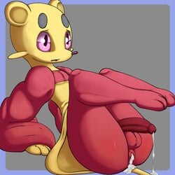 1boy after_sex anal anus armpits ass clothing cum cum_in_ass cum_inside erection feet femboy flaccid furry grey_background leepus male mammal mienfoo nintendo open_mouth orgasm paws penis pokémon_(species) pokemon purple_eyes red_eyes simple_background solo tail testicles