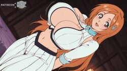 ai_assisted ai_generated big_breasts bleach bleach:_the_thousand-year_blood_war breasts brown_eyes center_opening cleavage curvy curvy_body curvy_female female female_focus female_only huge_breasts inoue_orihime large_breasts long_hair looking_at_viewer moonwool_branch open_mouth orange_hair orihime_inoue revealing_clothes smile smiling solo solo_female solo_focus thick_ass thick_thighs thighs uncensored