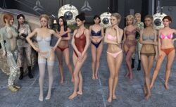 11girls 3d daz_studio defeated_female drone embarrassed_underwear_female female female_only female_soldier lingerie lingerie_only military_uniform multiple_girls original original_characters
