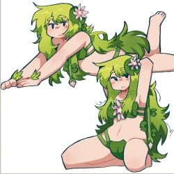 1girls dryad_(terraria) green_hair leaf_clothing plants sole_female tagme terraria