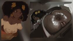 afro afro_hair angry angry_expression angry_face anus anus_focus anus_peek big_ass big_butt big_buttocks bla black_anus black_body black_hair black_person black_pussy bubble_ass bubble_butt dark-skinned_female dddoodles donut donut_anus fat_ass fat_butt giant_anus giant_ass giant_butt looking_back looking_back_at_you puckered_anus showing_anus showing_ass showing_pussy sitting sitting_on_chair