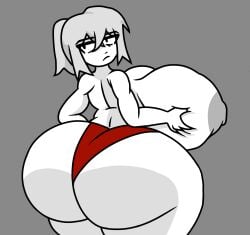 artist_request female female_only half_naked huge_ass huge_breasts hyper panties red_panties shanti_(youtube) shanti_(youtuber) solo_female solo_focus tired_eyes white_hair white_skin youtuber youtuber_sona