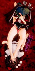 3d bare_foot kagiyama_hina licking_foot lying shameimaru_aya touhou yuri