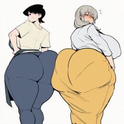 2girls ai_generated ass female female_only highdeadout komi-san_wa_komyushou_desu komi_shuuko milf tagme uzaki-chan_wa_asobitai! uzaki_tsuki