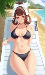 ai ai_art ai_assisted ai_generated alixx_nswf aurora_(league_of_legends) beach big_breasts bikini breasts brown_hair chinese_female mlbb mobile_legends mobile_legends:_bang_bang sexy solo