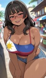 ai_generated asian_female black_hair bleached filipina filipino_female glasses naked original penis_on_face race_fetishism race_queen raceplay red_tattoo soykio_girl tan_body tan_skin tattoo voluptuous_female