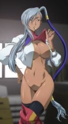 clothes_removed code_geass crappydecens dark-skinned_female dark_skin kaname_aomame open_jacket partially_clothed third-party_edit uncensored villetta_nu