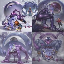2boys ai_generated anal anal_penetration anal_sex angry annoyed anthro blush canine comic defeated digimon digimon_(species) eyeball flexible funny furry kuromaru_(mugen) m.u.g.e.n male male_only monster multiple_males multiple_views tentacle tentacle_sex weregarurumon werewolf