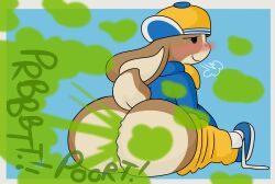 2d 2d_(artwork) anthro ass ass_focus big_ass big_thighs black_eyes blue_jacket blue_shoes blush blushing brappycatty bubble_ass cap cyan_background deleted_image digital_media_(artwork) fart fart_fetish farting farting_at_viewer female female_focus female_only heavy_breathing image jacket_open light_brown_body looking_at_viewer looking_back looking_pleasured pants_down peeb_(piemations) piemations reupload shoes silly sitting smirk sunniefunnie tagme untied_shoes yellow_pants