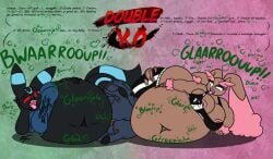 1girls 2girls anthro bbw belly_dancer big_breasts breasts brown_fur cleavage eeveelution fan777zelda female furry huge_breasts lopunny nipples no_humans overweight pokemon pokemon_(species) tagme thick_thighs umbreon wide_hips