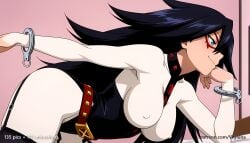 1girl 1girls absurd_res ai_assisted ai_generated anime ass belt black_hair black_top blue_eyes boku_no_hero_academia bondage boobs breasts breasts_out bubble_butt butt cuffs curvaceous curvy curvy_figure glasses handcuffs high_resolution highres hourglass_figure huge_ass huge_breasts huge_butt large_breasts light-skinned_female long_hair looking_back mature_female midnight_(my_hero_academia) mole mole_under_eye my_hero_academia nemuri_kayama over_shoulder patreon patreon_logo patreon_username red_collar red_glasses seductive_smile smile solo studded_belt studded_collar thick_thighs thighhighs thighs underboob veyluna voluptuous wide_hips