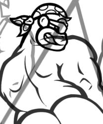 1boy 2026 2d 2d_(artwork) ages_(artist) anthro ape ass bandana bara biceps big_ass bubble_butt digital_media_(artwork) donkey_kong_(series) eyewear funky_kong gorilla haplorhine looking_at_viewer looking_back male male_focus male_only monochrome muscles muscular muscular_male nintendo nude nude_male primate rear_view smile smiling solo sunglasses teeth