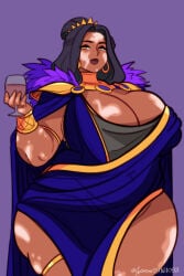 big_breasts black_hair clothed clothing fat greek_mythology hecate hecate_(mythology) jasmine29161093 jewelry milf mommy plump plump_breasts tan_skin thick thick_legs thick_thighs vitiligo wine wine_glass