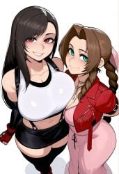2girls aerith_gainsborough ai_generated female final_fantasy_vii huge_breasts tagme tifa_lockhart yukinyami