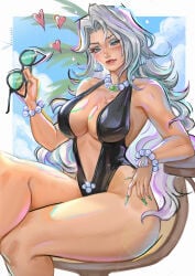 1girls 2026 2d 2d_(artwork) 2d_artwork artist_name black_cat_(marvel) black_cat_(marvel_rivals) blush breasts felicia_hardy female female_only gloves green_eyes large_breasts light-skinned_female light_skin long_hair looking_at_viewer marvel marvel_comics marvel_rivals mole navel spider-man_(series) swimsuit thick_thighs thighs whailsart white_hair wide_hips