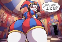 1girls ai_generated badonkadonk badonkadonks big_booty bubble_ass bubble_butt embarrassed embarrassed_female large_ass large_booty large_butt pomni pomni_(the_amazing_digital_circus) the_amazing_digital_circus thicc thick_thighs wide_hips