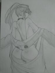 1girls ass ass_focus back back_view backboob cameltoe choker female looking_at_viewer looking_back looking_back_at_viewer marciana_(marine_study)_(nikke) marciana_(nikke) nikke ponytail pussy sideboob sketch tagme traditional_art traditional_media traditional_media_(artwork) unclothed undressed undressing visor visor_cap wanderzone