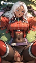 1boy 1girls 2026 ai_assisted ai_generated anime blue_eyes cock dark_skin dick elma_(xenoblade_x) gloves hetero hi_res high_quality high_resolution highres love_making patreon patreon_username penetration penis sex sexual_intercourse skypassion stable_diffusion torn_clothes watermark xenoblade_(series) xenoblade_chronicles_(series) xenoblade_chronicles_2 xenoblade_chronicles_x