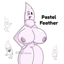 akatieowo battle_for_dream_island bfdi_mini big_breasts breasts female female_only hourglass_figure nipples object_shows pastel_feather_(bfdi_mini) pussy thick_thighs white_body