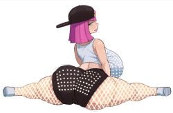 1girls annoyed_expression arched_back archer_(clash_of_clans) archer_(clash_royale) big_ass big_breasts cameltoe cap female female_only fishnets junfreaky lights looking_at_viewer massive_ass massive_breasts pink_hair pink_lipstick pussy_through_clothing short_hair shorts split twerking