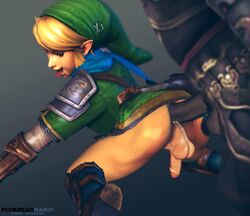 2boys 3d anal armor ass blonde_hair blue_eyes boner boots bottomless cum cum_in_ass cumdrip erection fuckhead ganondorf ganondorf_(twilight_princess) gloves happy_sex hat hyrule_warriors large_penis link link_(hyrule_warriors) male_only multiple_boys naughty_face pointy_ears sex smile source_filmmaker the_legend_of_zelda tongue tongue_out twilight_princess unseen_male_face yaoi