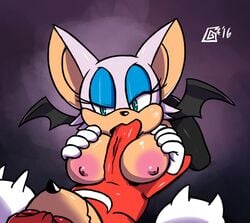 anthro bat bedroom_eyes big_breasts breast_grab breast_squish breasts closed_eyes dizzy_demon duo echidna erect_nipples erection fellatio female green_eyes half-closed_eyes hand_on_breast huge_breasts knuckles_the_echidna male mammal membranous_winfs membranous_wings monotreme nipples nude oral paizuri penis rouge_the_bat seductive sex sonic_(series) straight wings