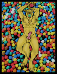 1boy animal_genitalia animal_penis anthro ball_pit balls bojack_horseman canine canine_penis erection knot male male_only mammal mr._peanutbutter penis snowmutt solo