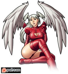 big_breasts breasts cleavage final_fantasy final_fantasy_tactics final_fantasy_tactics_(original) thedarkness ultima ultima_(fft) white_hair wings